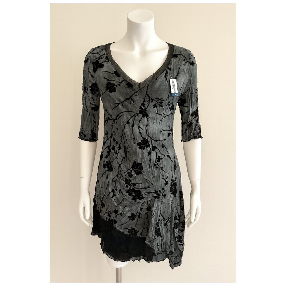 Papillon NWT Long Top Dress Women's M Burnout Velvet Slate